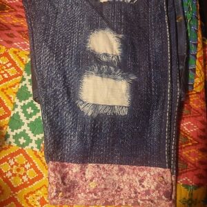ML&M Blue Distressed Jeans Jeggings Capris